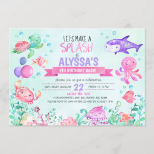 Invitación de Chica de cumpleaños bajo la salpicad