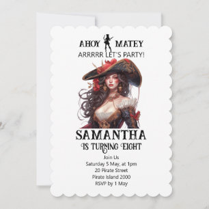 Invitación de Chica de cumpleaños de Fiesta pirata