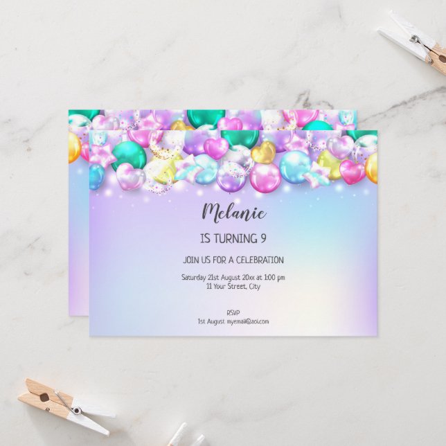 Invitación de Chica de fiesta de cumpleaños de los (Anverso/Reverso In Situ)