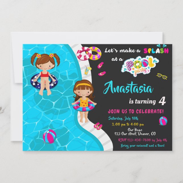 Invitación de Chica de invitación de cumpleaños de (Anverso)