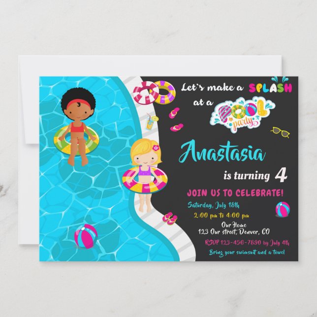 Invitación de Chica de invitación de cumpleaños de (Anverso)