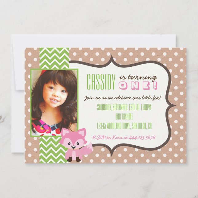 Invitación de Chica de la fiesta de cumpleaños de  (Anverso)