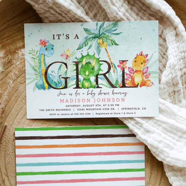 Invitación de chica Dinosaur Baby Shower (Subido por el creador)
