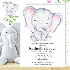 Invitación de chica Elephant Baby Shower