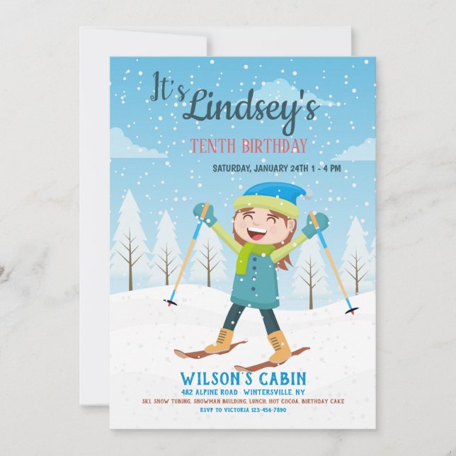 Invitación de chica en esquí (Anverso)