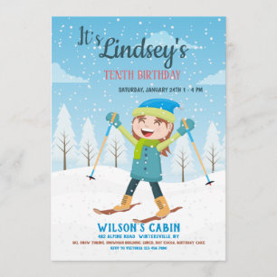 Invitación de Chica en esquí