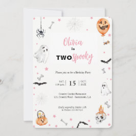 Invitación de chica fantasma rosa de Halloween 2º