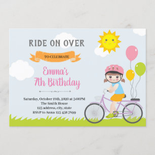 Invitación de Chica Fiesta de bicicleta