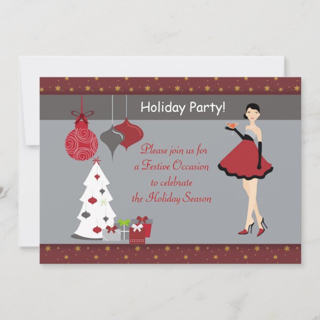 Invitación de Chica Fiesta Navidades de vacaciones (Anverso)