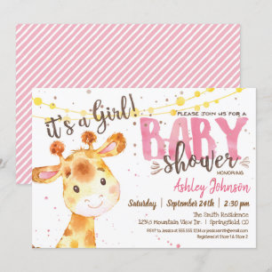 Invitación de chica Giraffe Baby Shower