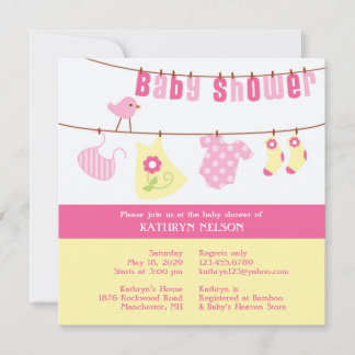 Invitación de Chica rosa de Baby Shower