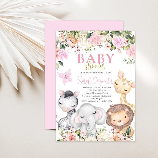 Invitación de chica Safari Baby Shower (Subido por el creador)