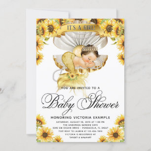 Invitación de chica Sunflower Baby Shower