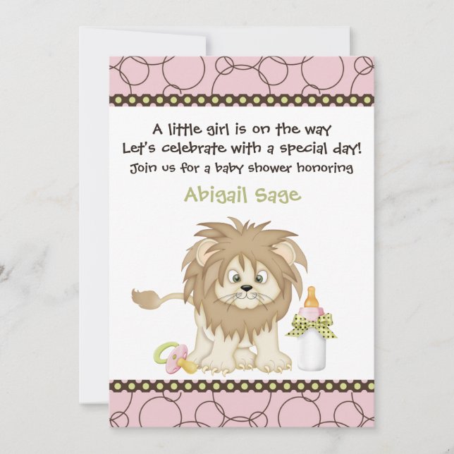 Invitación de Chicas a través de Baby Shower a leo (Anverso)