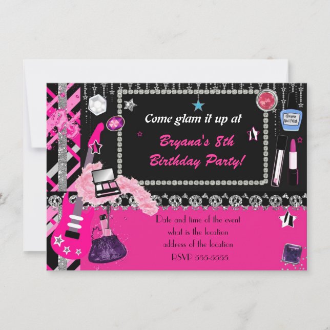 Invitación de Chicas de Maquillaje de Estrella de  (Anverso)