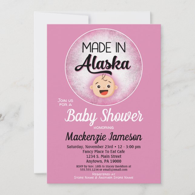 Invitación de Chicas rosados divertidos de Baby Sh (Anverso)
