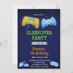 invitación de chico de pijamada juego encendido