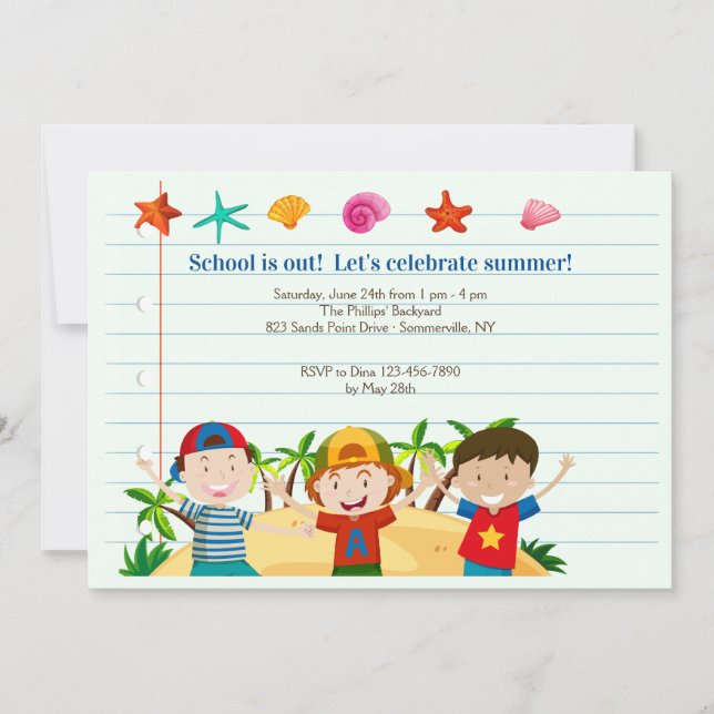 Invitación de chicos de verano (Anverso)
