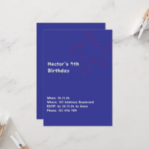 Invitación de chicos estrella azul rojo