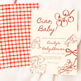 Invitación de Ciao Baby Shower: Dibujo a mano de e