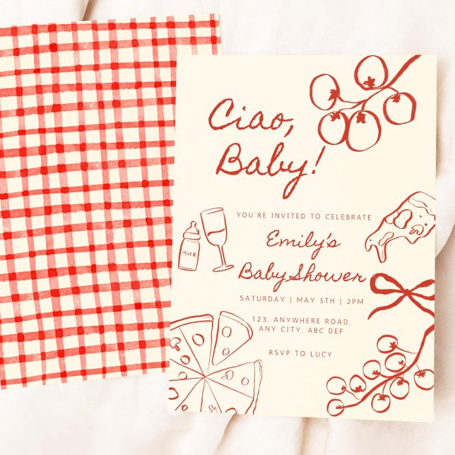 Invitación de Ciao Baby Shower: Dibujo a mano de e (Subido por el creador)