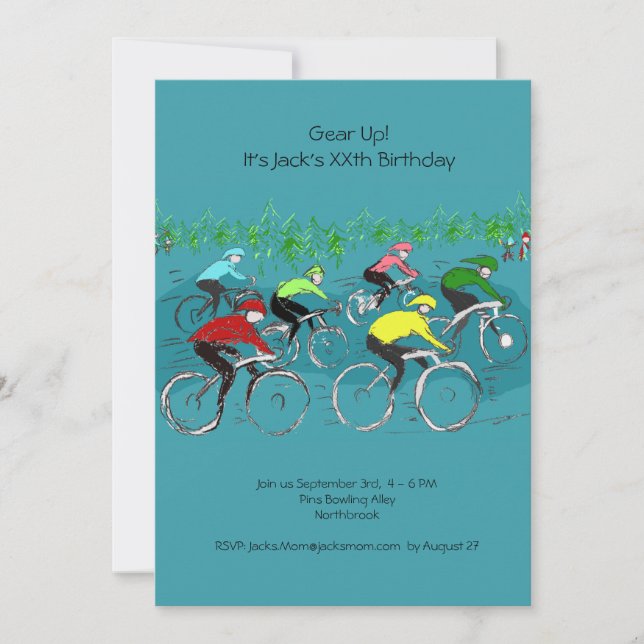 Invitación de ciclo de la fiesta de cumpleaños (Anverso)