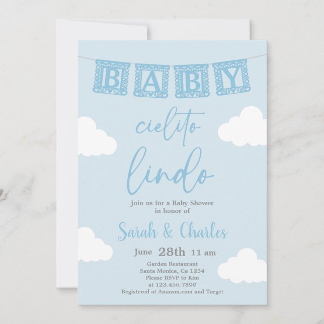 Invitación de Cielito Lindo Baby Shower Boy (Anverso)