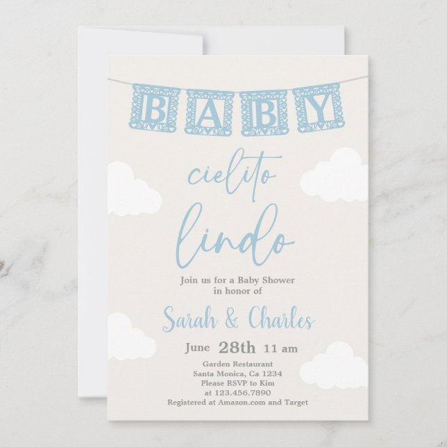Invitación de Cielito Lindo Baby Shower Boy (Anverso)