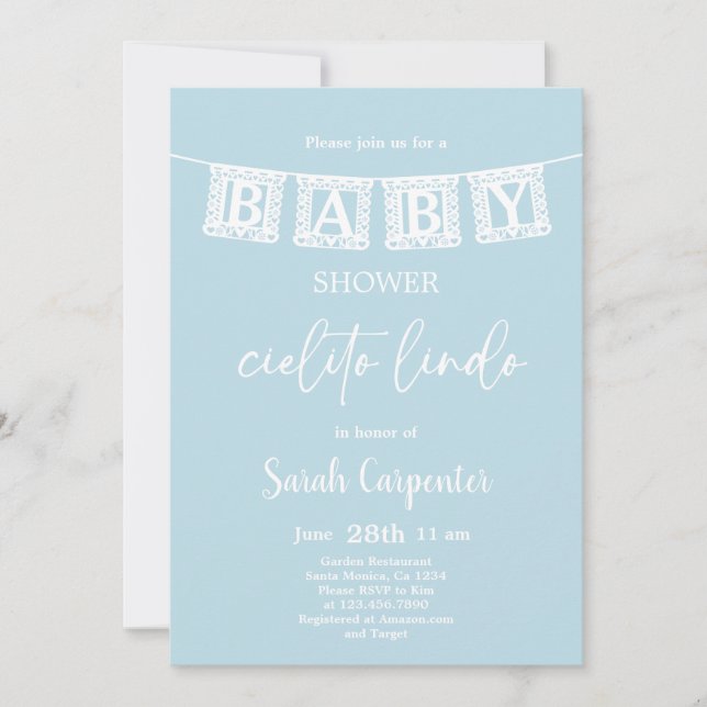 Invitación de Cielito Lindo Baby Shower Boy (Anverso)