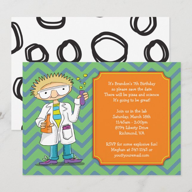 Invitación de científico loco : Pociones divertida (Anverso / Reverso)