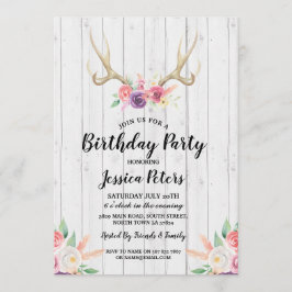 Invitación de Ciervo con Astas Florales para Fiest