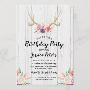 Invitación de Ciervo con Astas Florales para Fiest