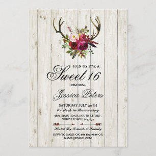 Invitación de Ciervo con Cuernos Florales para Fie