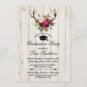 Invitación de Ciervo con Florales para Fiesta de G