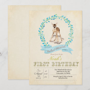 Invitación de ciervo niño cumpleaños primero