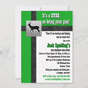 Invitación de ciervo verde, negro y blanco