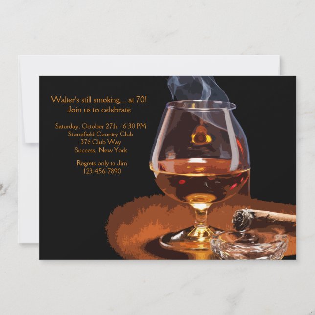 Invitación de cigarro y Brandy (Anverso)