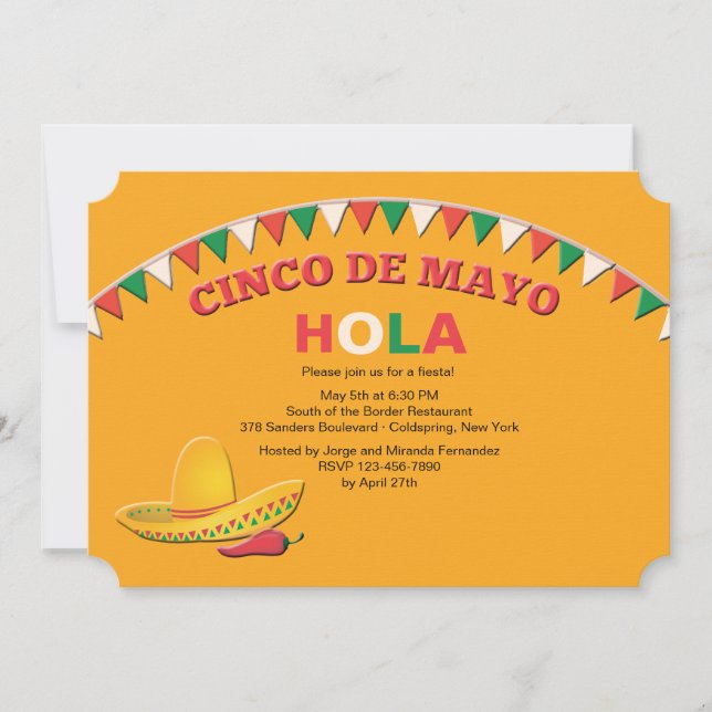 Invitación de Cinco de Mayo festivo (Anverso)