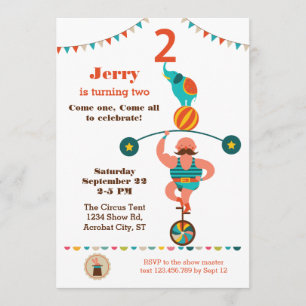 Invitación de Circo al Segundo Cumpleaños