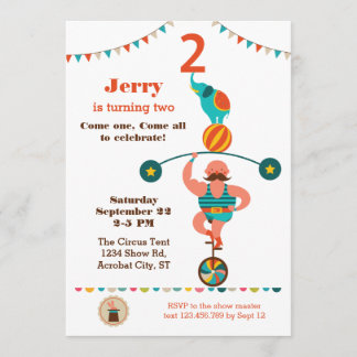 Invitación de Circo al Segundo Cumpleaños
