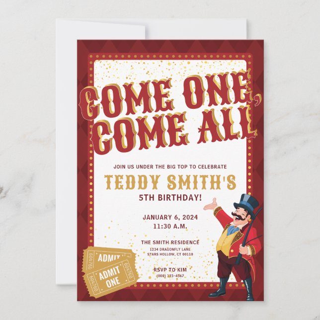 Invitación de Circus Party (Anverso)