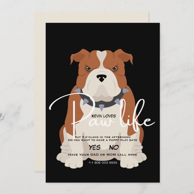 Invitación de cita Bulldog (Anverso / Reverso)