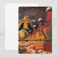Invitación de ciudad futurista de ciencia ficción