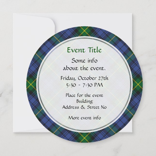 Invitación de Clan Gordon Tartan (Reverso)