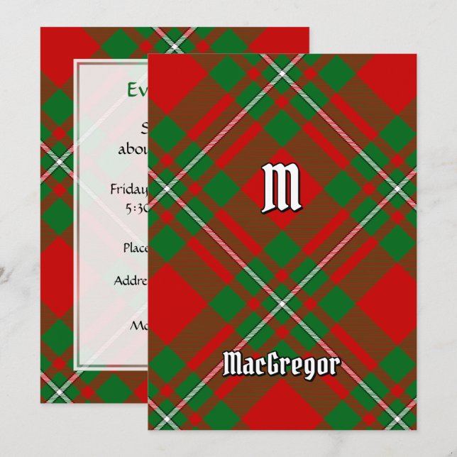 Invitación de Clan Gregor Tartan (Anverso / Reverso)