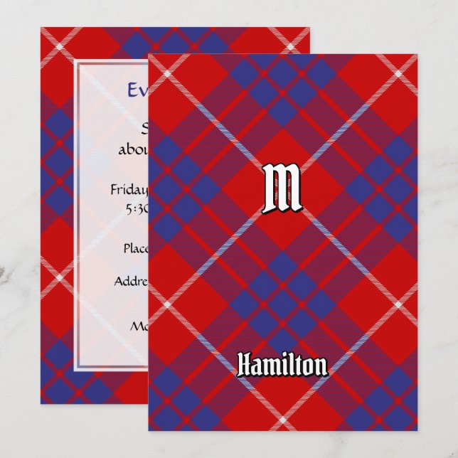 Invitación de Clan Hamilton Red Tartan (Anverso / Reverso)