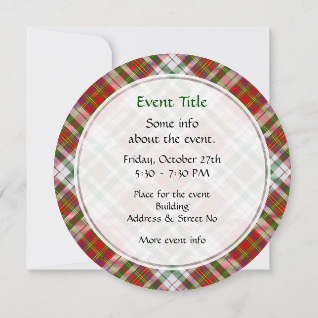 Invitación de Clan MacAlister Vestir Tartan (Reverso)