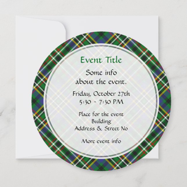 Invitación de Clan Scott Green Tartan (Reverso)