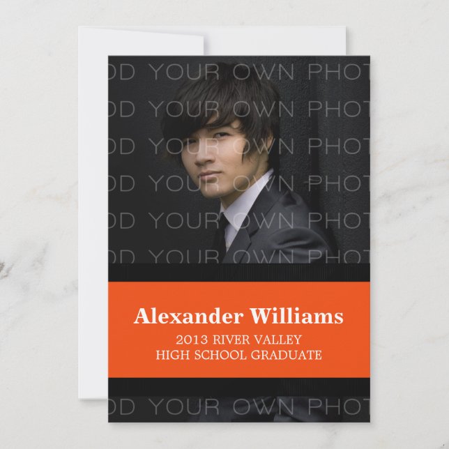 Invitación de clase de franjas de color negro/Nara (Anverso)