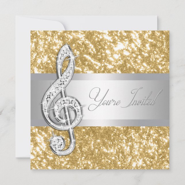 Invitación de clave de sol de música elegante (Anverso)